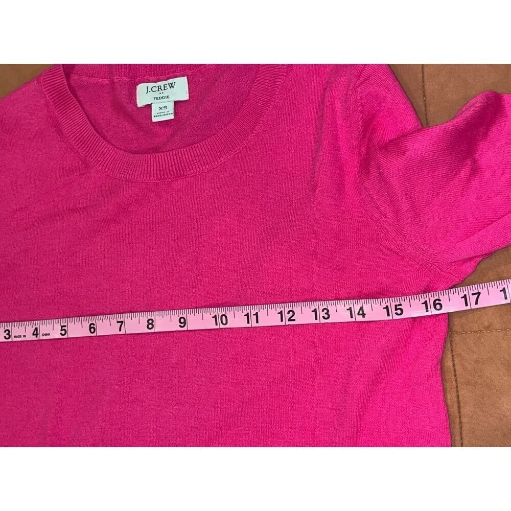 J.Crew Hot Pink 100% Cotton Crewneck  Pullover Sweater Women's Size XS
